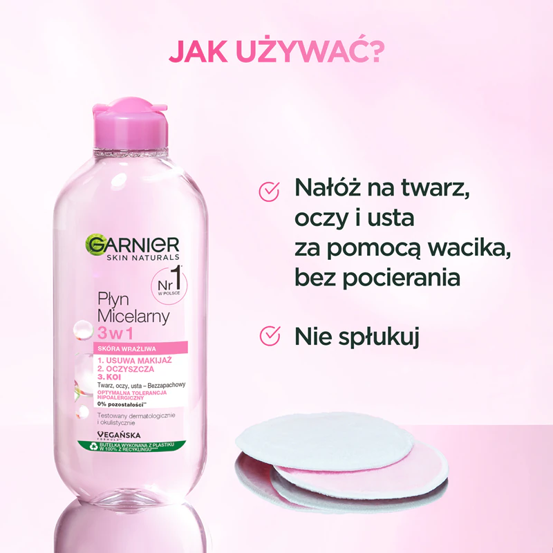 Міцелярна вода Garnier Skin Naturals 3 в 1 для чутливої шкіри