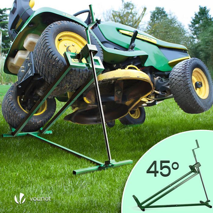 Gato elevador para tractor cortacésped VOUNOT® de 400 kg máx. - telescópico de 78 a 98 cm de largo - altura de hasta 60 cm - verde