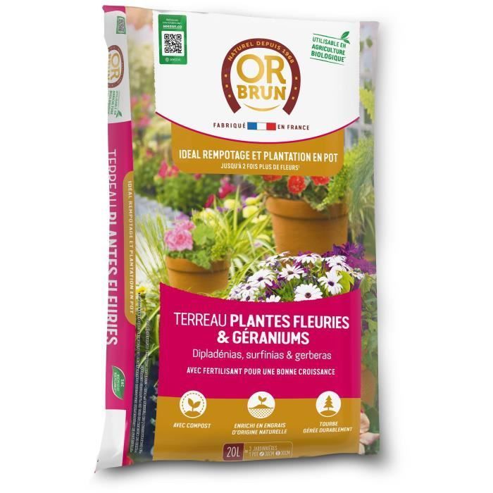 Potgrond voor bloeiende planten en geraniums - OR BRUN - OBRTGER20N - 20 L
