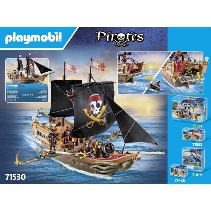 PLAYMOBIL 71530 Barco Pirata, 137 piezas, incluyendo 3 figuras, Piratas, Juego de rol creativo, Para mayores de 4 años