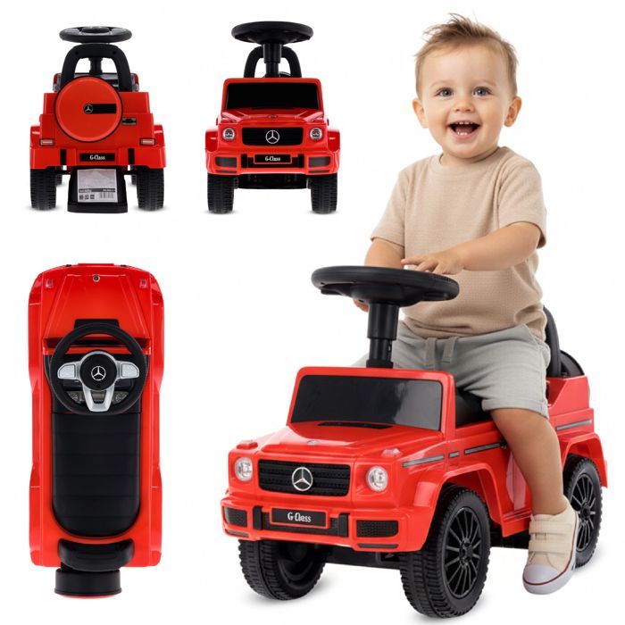 Porteur enfant voiture Mercedes Benz 350D - 12 à 36 mois - volant avec son - faux roue secours - compartiment rangement - Rouge