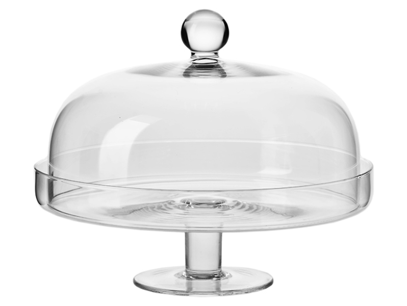 Patera z kloszem Krosno szklana 28 cm transparentna
