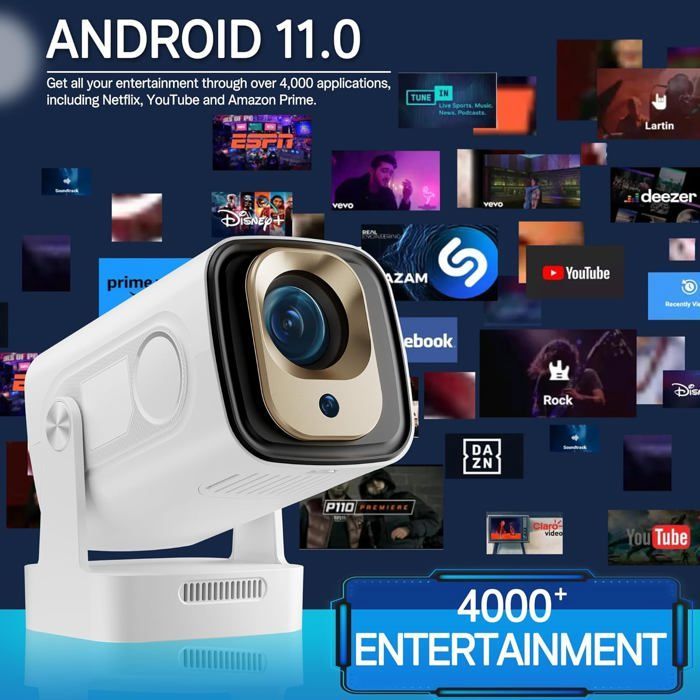 Mini Projecteur 4K Videoprojecteur Portable Projecteur Video Wifi 6 Android 11,1080P Full Hd Supporté Pour Téléphone/Pc/Lap/[XV21]