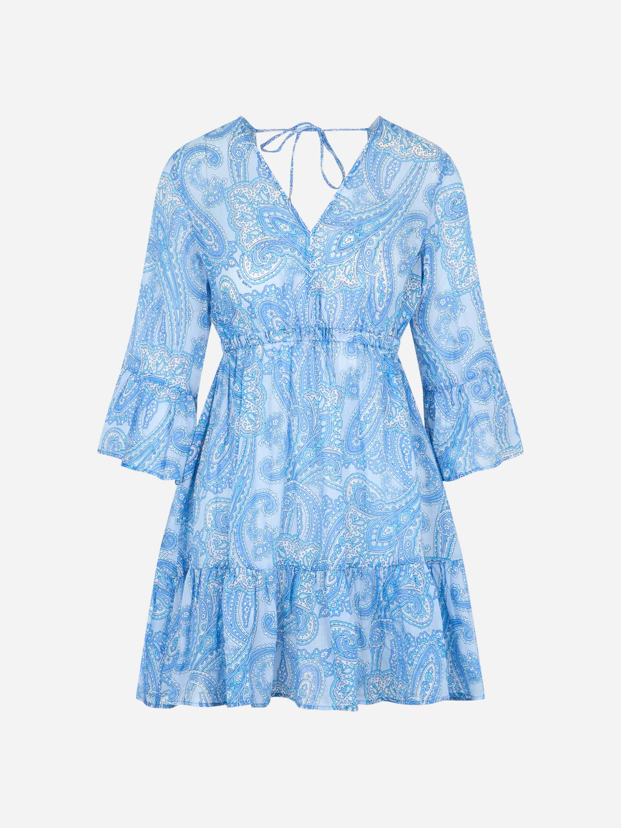 Korte linnen jurk voor dames met een aprilprint.