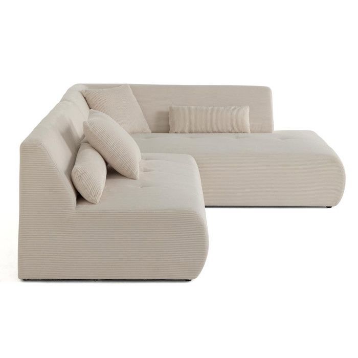 Onyx - canapé modulable d'angle droit - 5 places - en velours côtelé - Beige