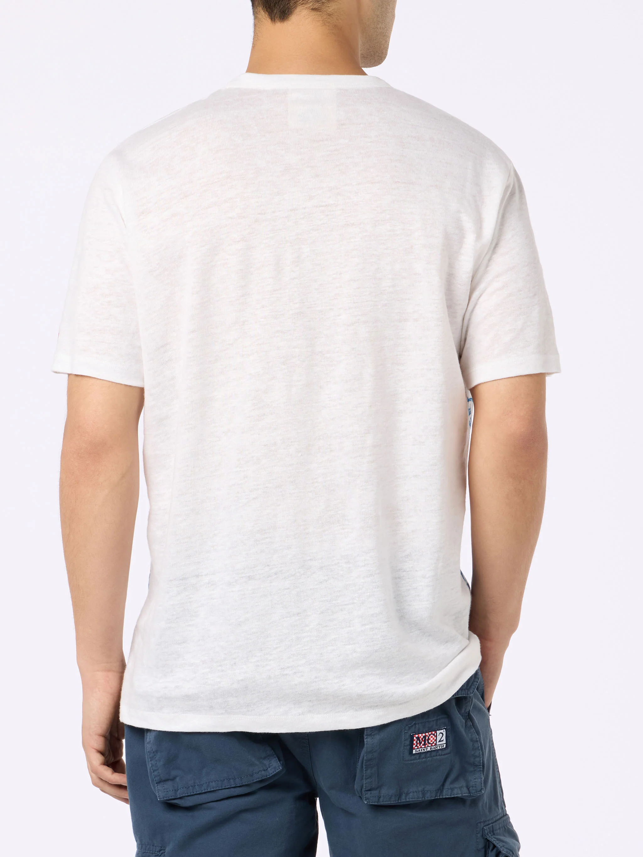 Ecstasea heren T-shirt van linnenjersey met Portofi-print.