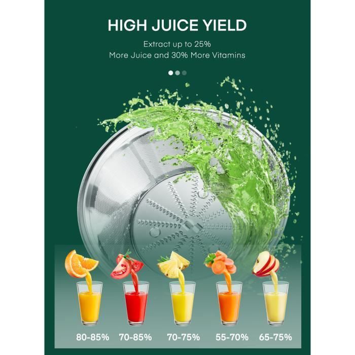 Centrifugeuse - Extracteur de Jus - Fruits et Légumes - 3 Vitesses - Design Anti-goutte - FOHERE