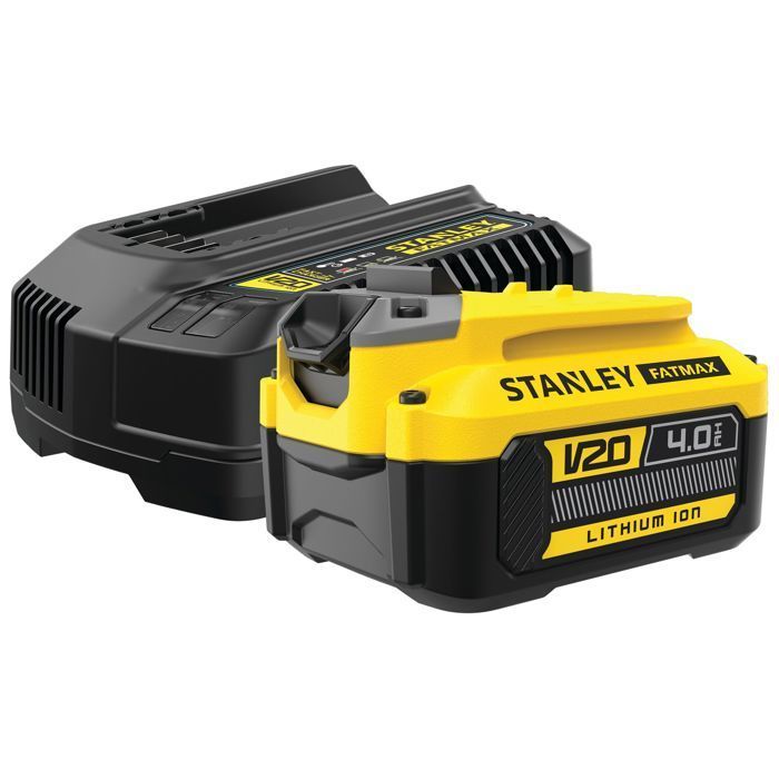 Batería de 18 V y 4 Ah + cargador de 2 A - STANLEY FATMAX - Compatible con la gama STANLEY FATMAX V20 - SFMCB14M1-QW