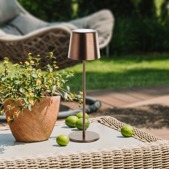 Lia Deluxe LED battery-powered table lamp, brushed bronze