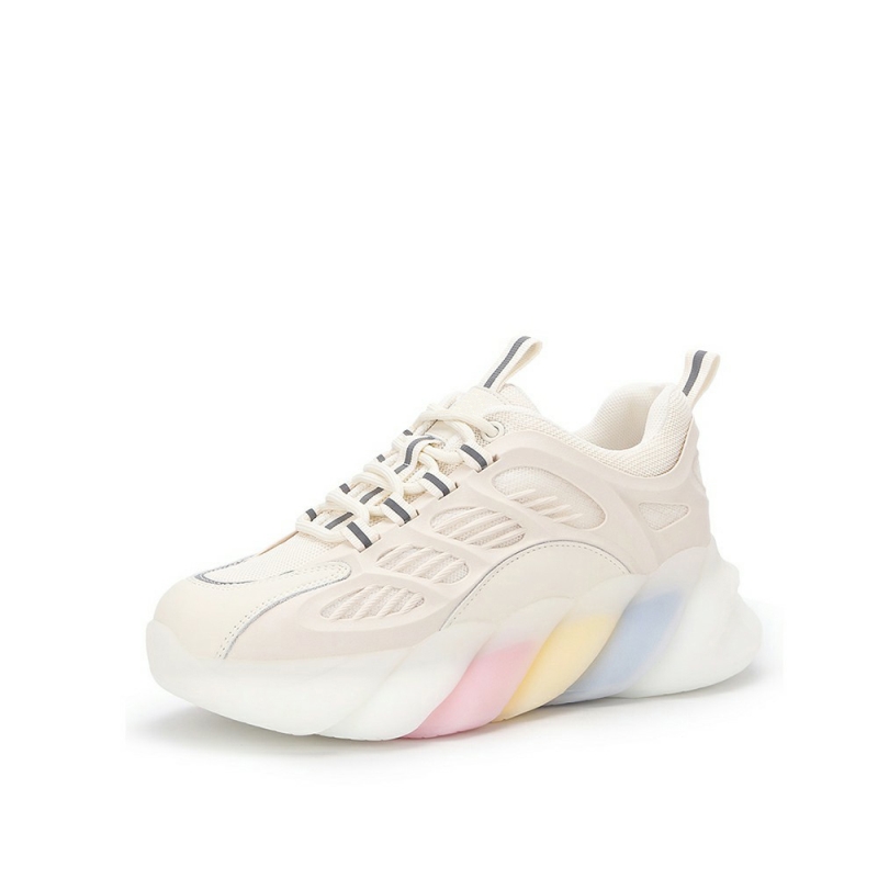 Vårsneakers Dame Flate plattformsko Vårmote Snøring Pustende netting Tykk bunn Chunky sneakers
