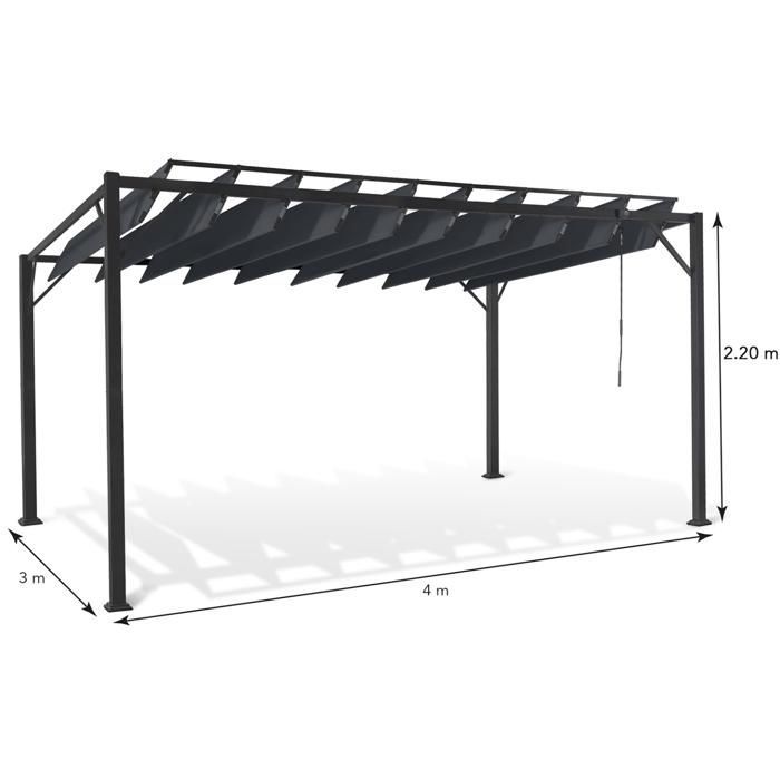 IDMARKET Pergola lames orientables 3x4 M gris anthracite