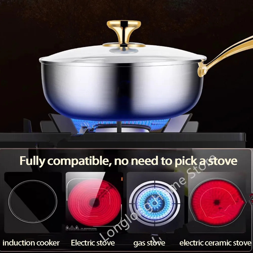 Friteuse profonde en acier inoxydable 316, poêle antiadhésive pour la cuisson des steaks, ustensiles de cuisine, compatible avec les plaques à gaz et à induction, casserole à lait universelle