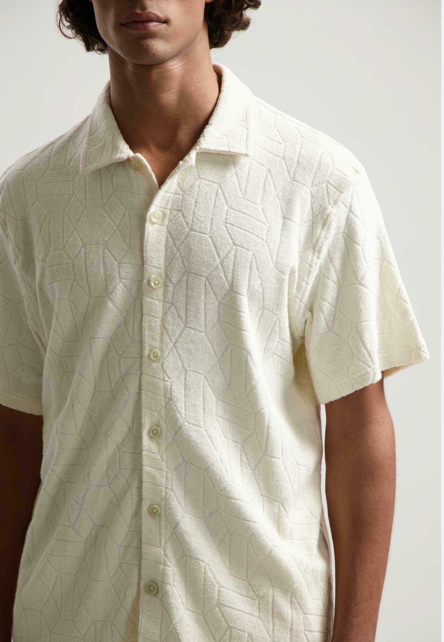 Dstrezzed DSTREZZED MYRON SHIRT JACQUARD TOWELING - Camicia - bianco sporco