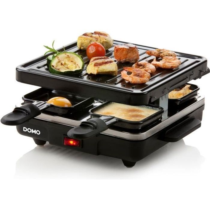 Parrilla para raclette DOMO - DO9147G - Para hasta 4 personas - Revestimiento antiadherente - 600 W