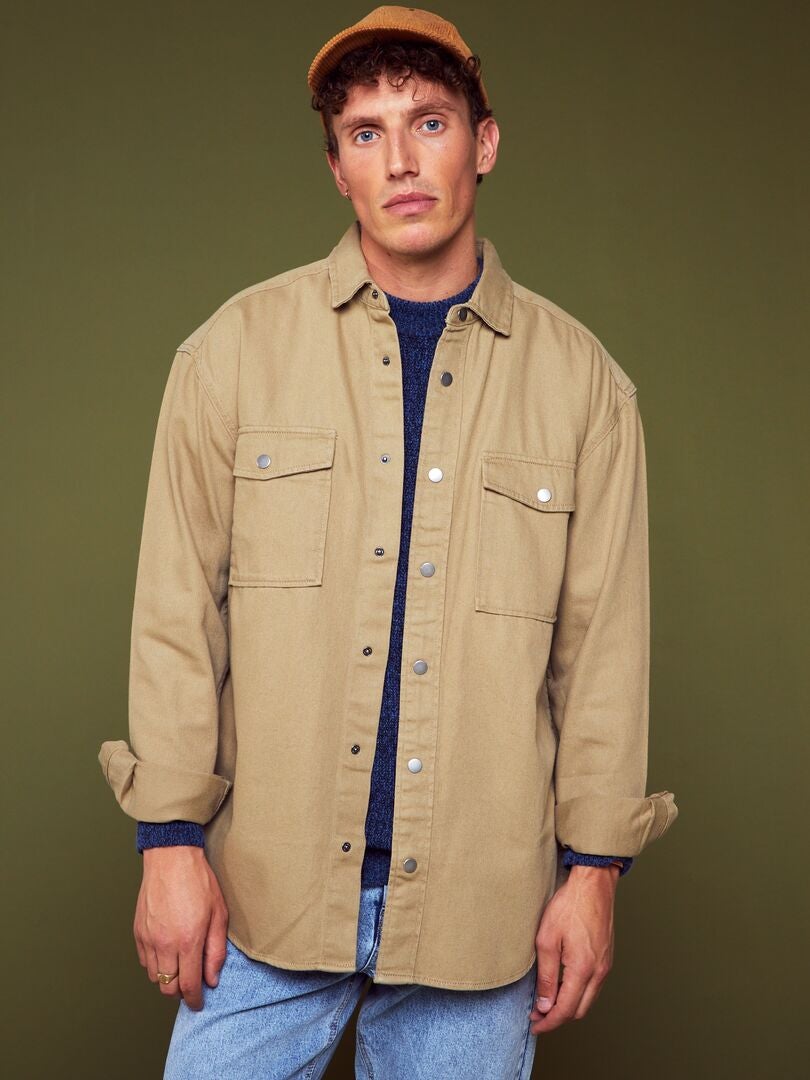Camisa jeans reta - BEGE