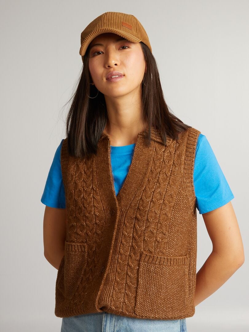 Gebreid vest - BRUIN
