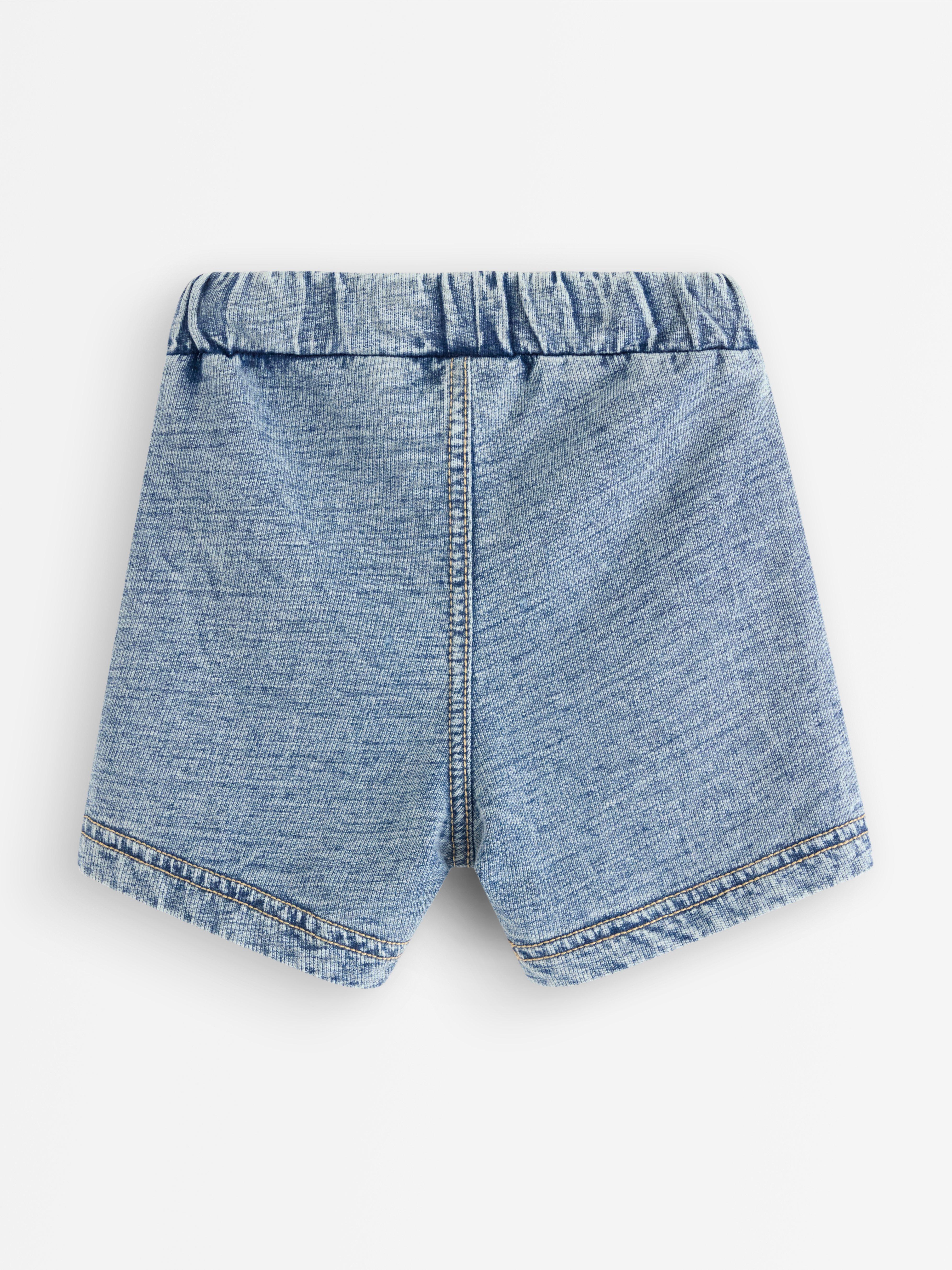 Pantaloni scurți moi cu aspect denim Denim deschis