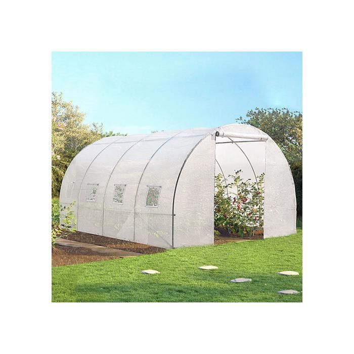Invernadero tipo túnel IDMARKET ZEBRA de 4x3 m, blanco, 12 m² (Gama para horticultura comercial)