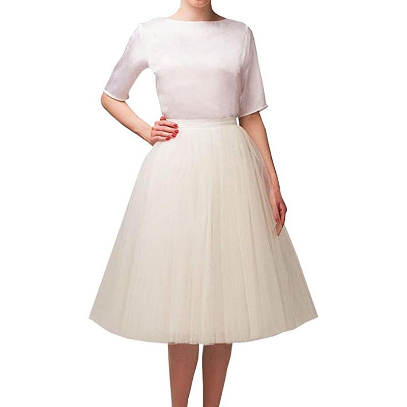 Jupe de bal courte trapèze en tulle, longueur genou, style tutu, pour femme