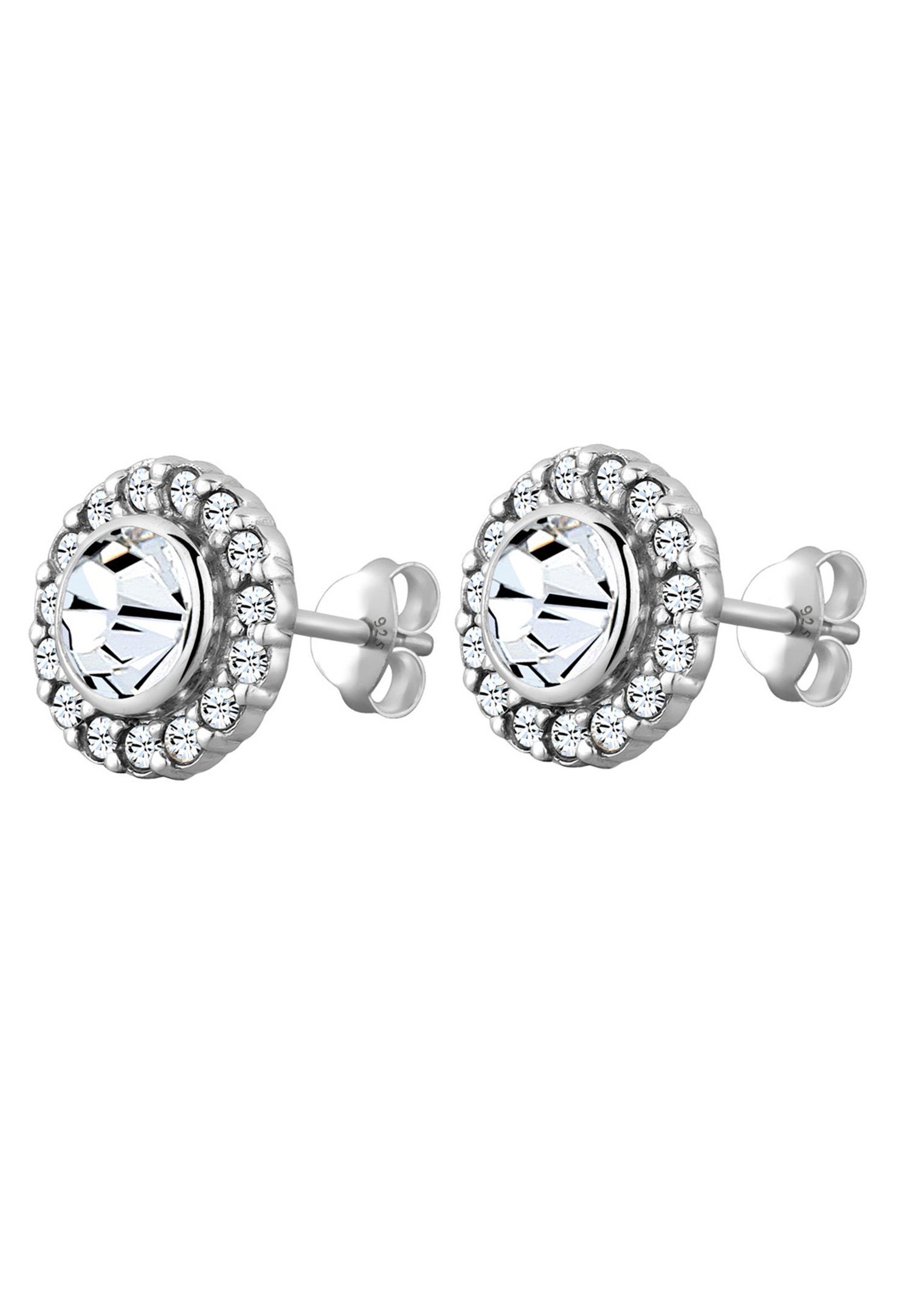 Elli Femmes clous d'oreilles Royal avec cristaux blancs en argent sterling 925