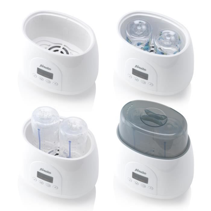Alecto BW700TWIN - Chauffe-biberon digital duo rapide pour réchauffer, stériliser et décongeler, blanc
