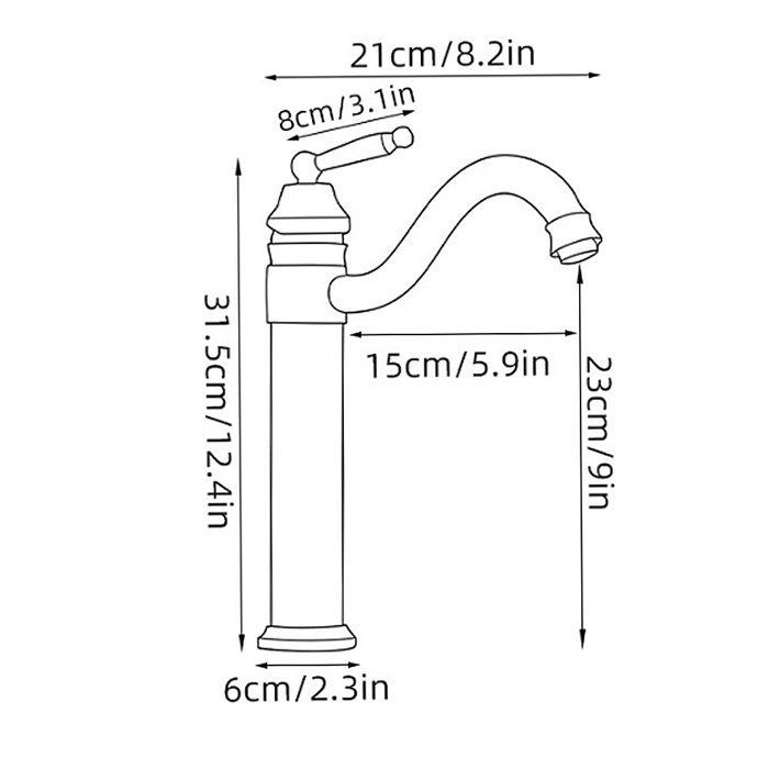 IDEKO Bathroom Faucet - Single Hole - Antique Brass - Suitable for Sink and Basin