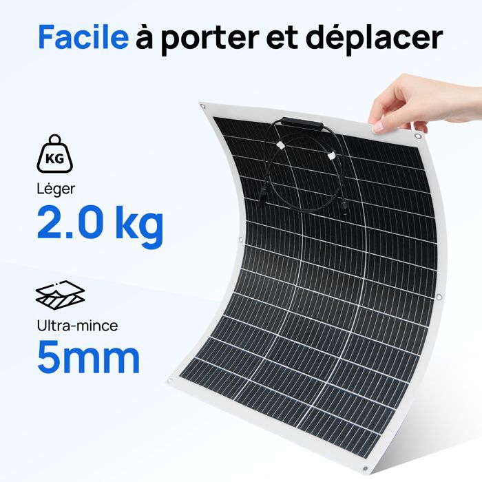 Panel solar flexible monocristalino ECO-WORTHY de 260 W y 12 V para autocaravanas, caravanas, furgonetas, barcos y otras superficies.