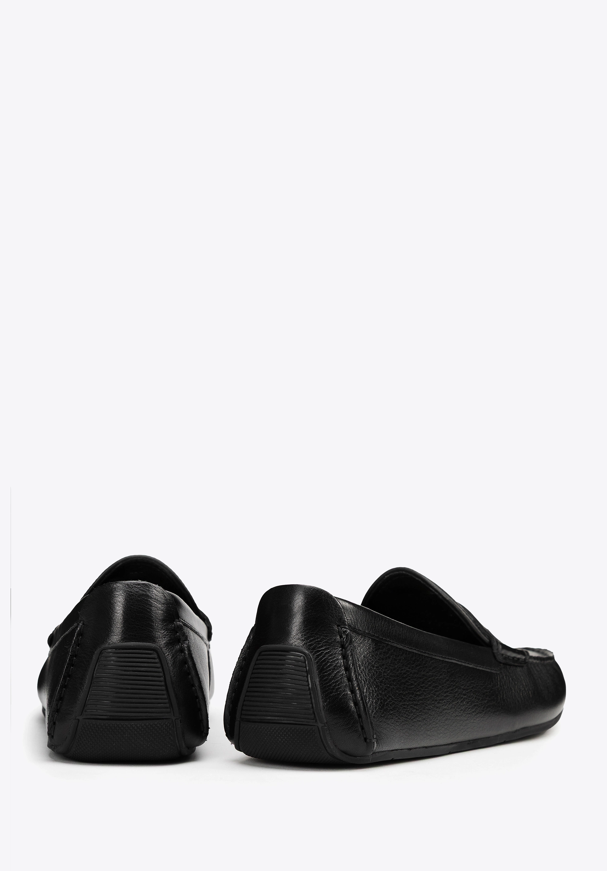 Męskie półbuty slip-on ze skóry naturalnej czarne