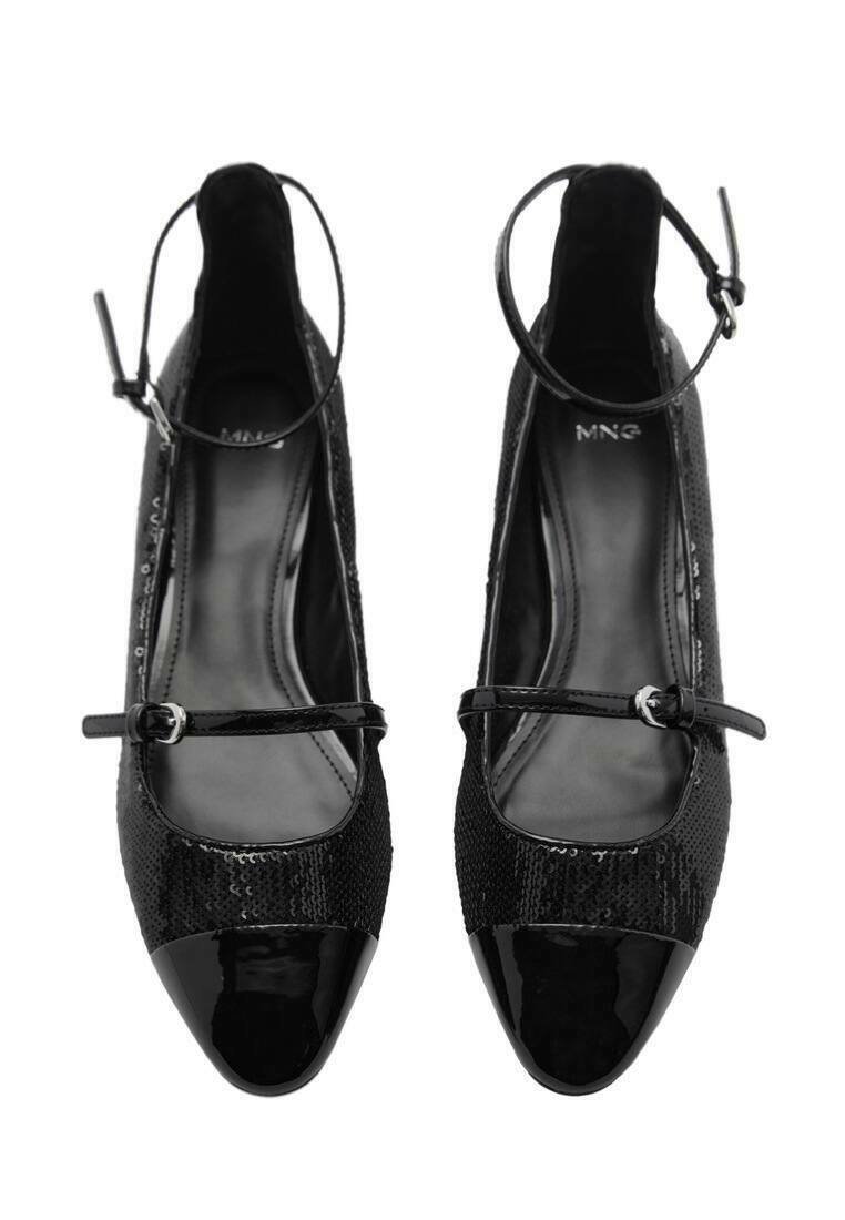Mango ballerina's met enkelbandje - zwart