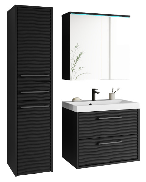 Meble łazienkowe czarny grafit z MDF wzór M4 z LED- YUKO 1