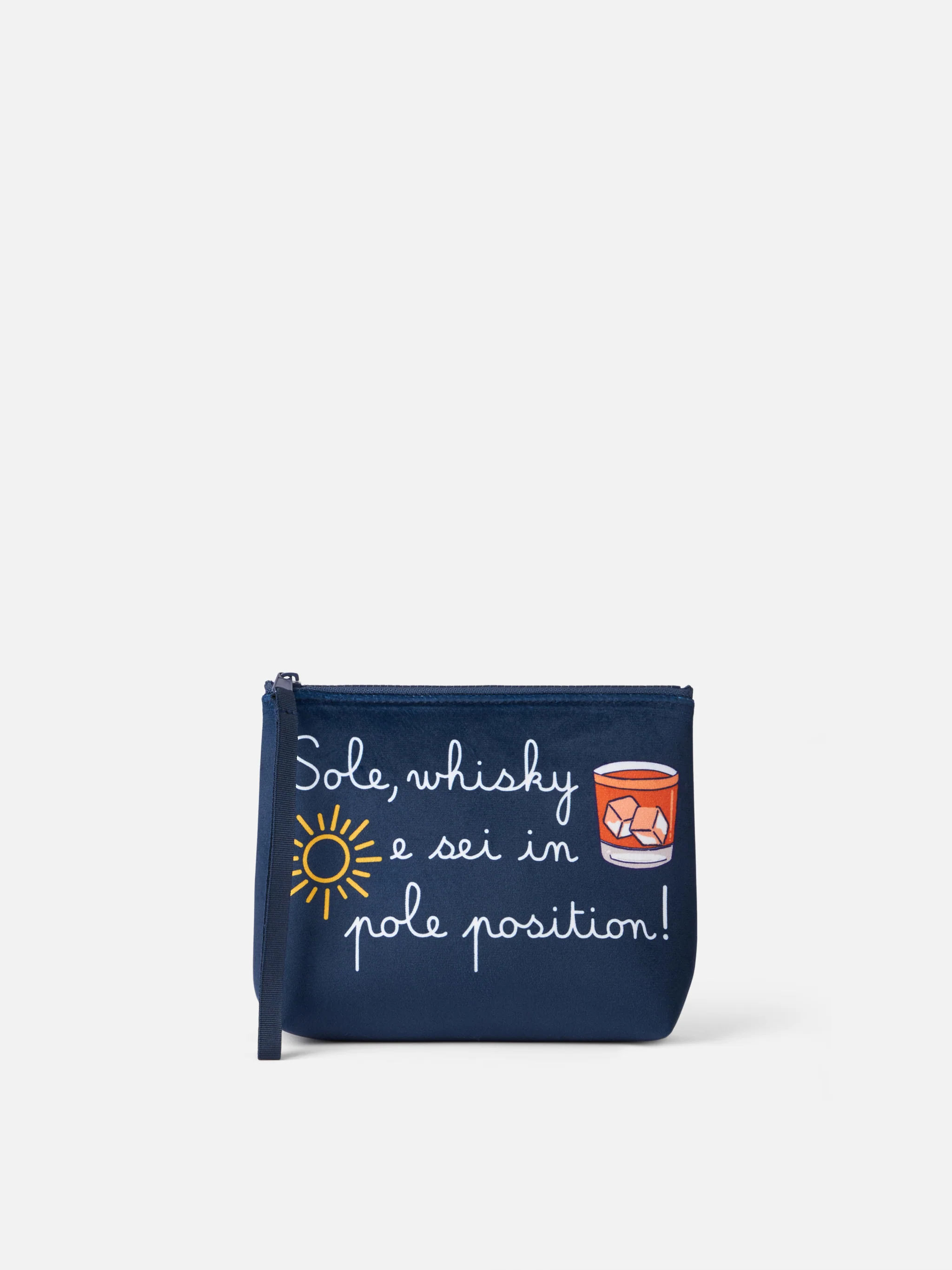 Aline Wooly Pouch with Zipped Closure, Sole Whisky Print, Printed Logo, Handy Pull Tab | Vacanze di Natale Special Edition | MC2 Saint Barth