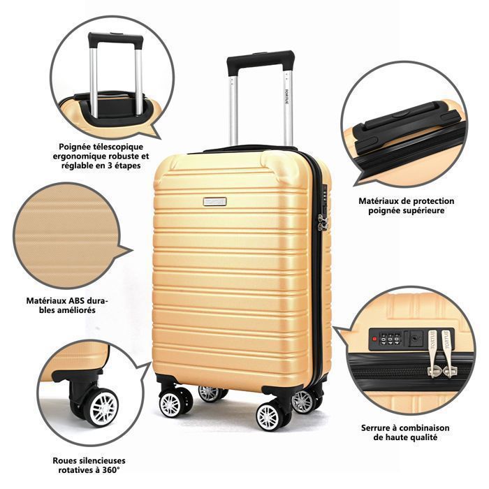 Mala de cabine 55×35×20 cm – Mala rígida leve e resistente a impactos em ABS com fechadura de combinação e 4 rodas – Compatível com Ryanair – Laranja