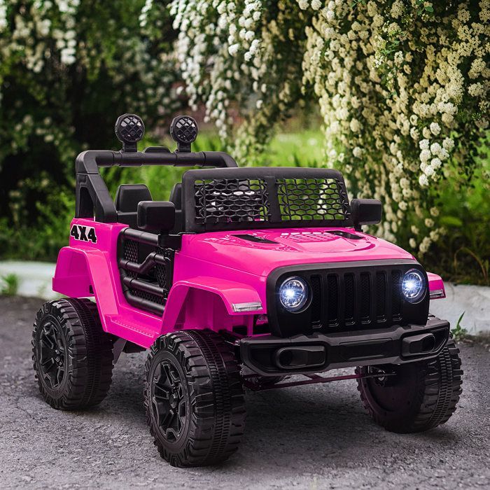 Coche eléctrico infantil HOMCOM - 12 V, 5 km/h máx., mando a distancia, efectos de luz y sonido - PP - 100 x 65 x 72 cm - Rosa