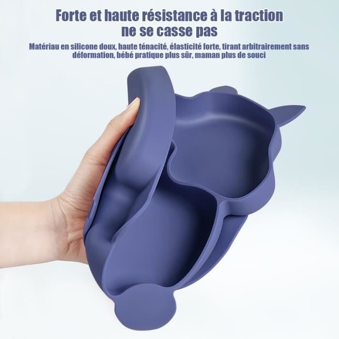 Coffret Repas Bébé Silicone sans BPA, Ensemble de assiette pour Bébé Service de table enfants, Bleu