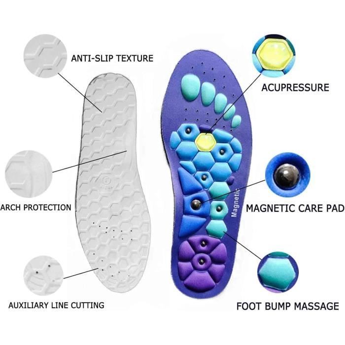 Semelles originales pour perdre du poids, soulager les pieds douloureux avec inserts d'acupression ,(bleu, 41-43 x 1 paire)