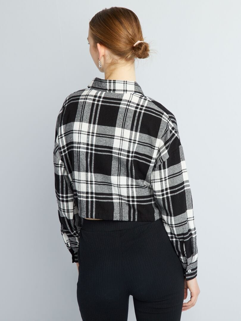 Camisa de flanela cropped - PRETA
