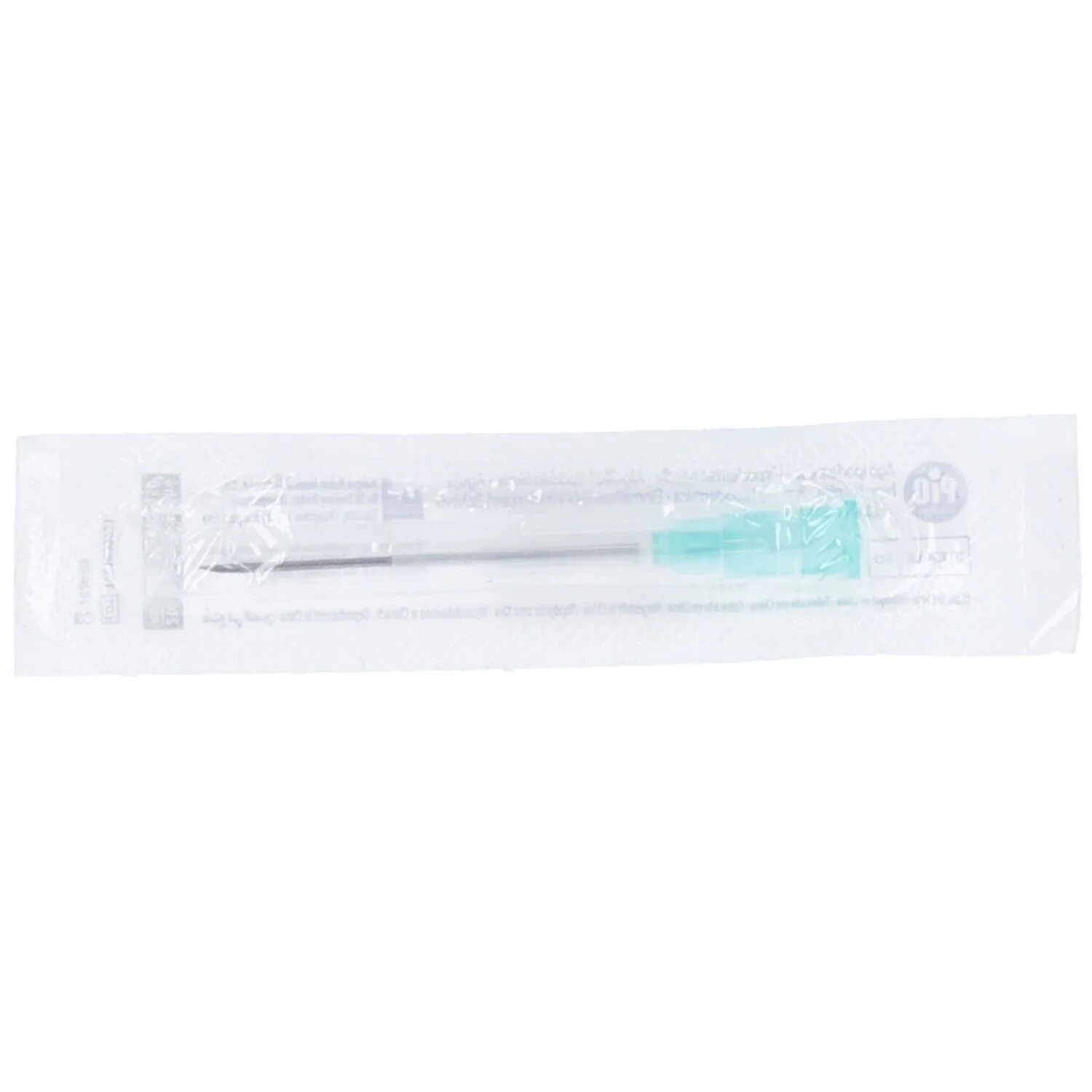 PIC injectienaald, steriele wegwerpnaald met Luer-aansluiting, taps toelopend, diameter 21 mm, lengte 38 mm.