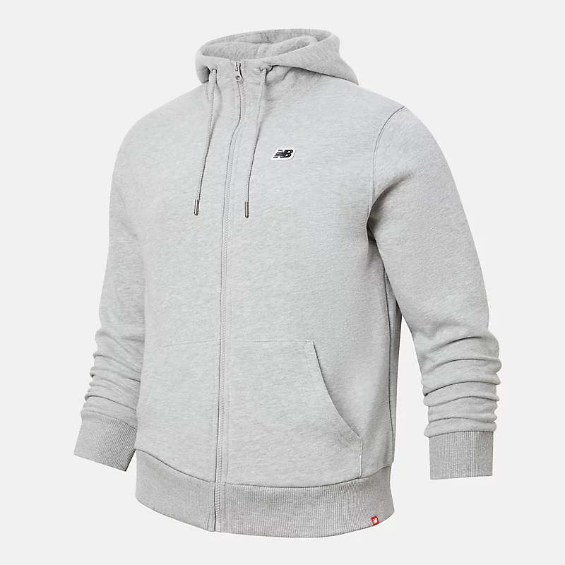 Bluzy z kapturem NB Small Logo na zamek dla mężczyzn – kolor szary sportowy