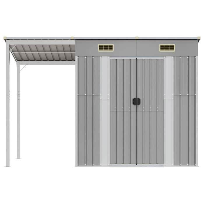 vidaXL Abri de Jardin avec Toit Prolongé, Cabane à Outils avec Poignées, Remise à Outils, Abri de Rangement Terrasse, Gris 364525