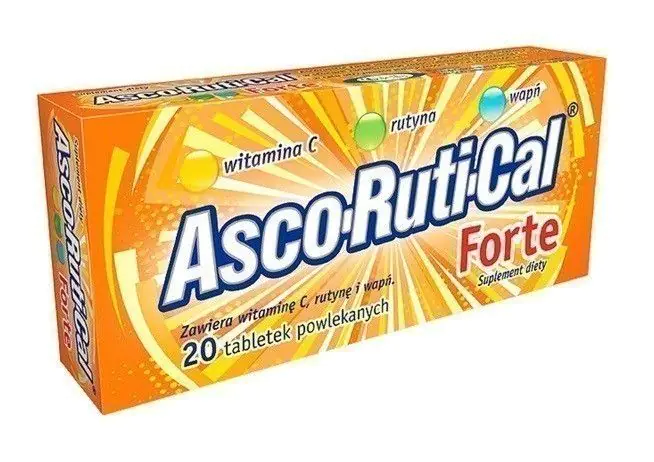 Ascorutical Forte, Suplement diety zawierający witaminę C, rutynę i wapń, Tabletki