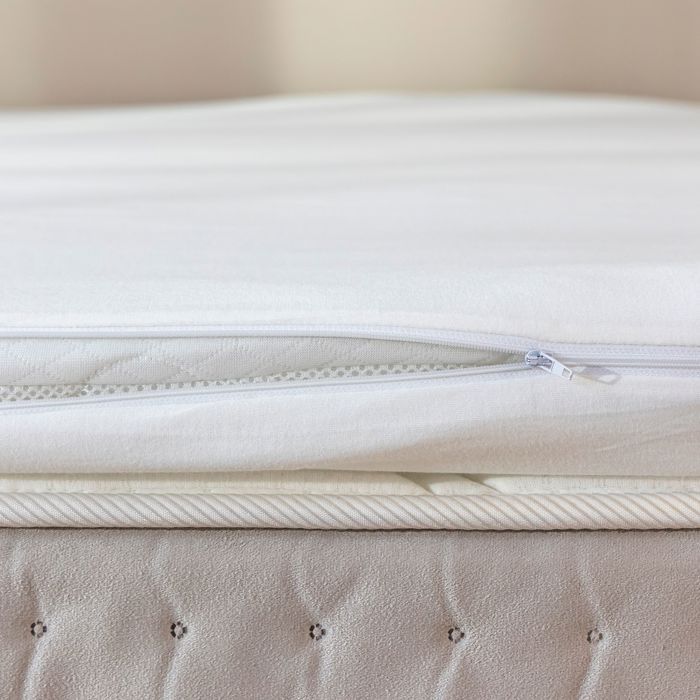 White jersey mattress topper cover, 100% stretch cotton, 180x200 cm - White - Terre de Nuit