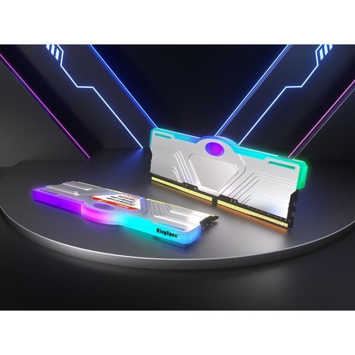 KINGSPEC RGB DDR4 3600MHz 1.35V 2 x 16GB Silver PC RAM with RGB
