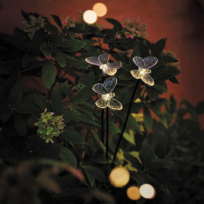 Décoration lumineuse solaire de jardin - NATURE ET DÉCOUVERTES - Trio de papillons - Énergie solaire