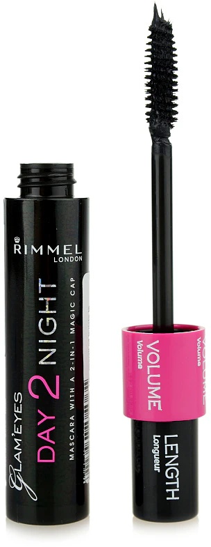 Rimmel Glam´ Eyes Day 2 Night 2-in-1 skropstu tuša, kas pagarina un padara skropstas biezākas