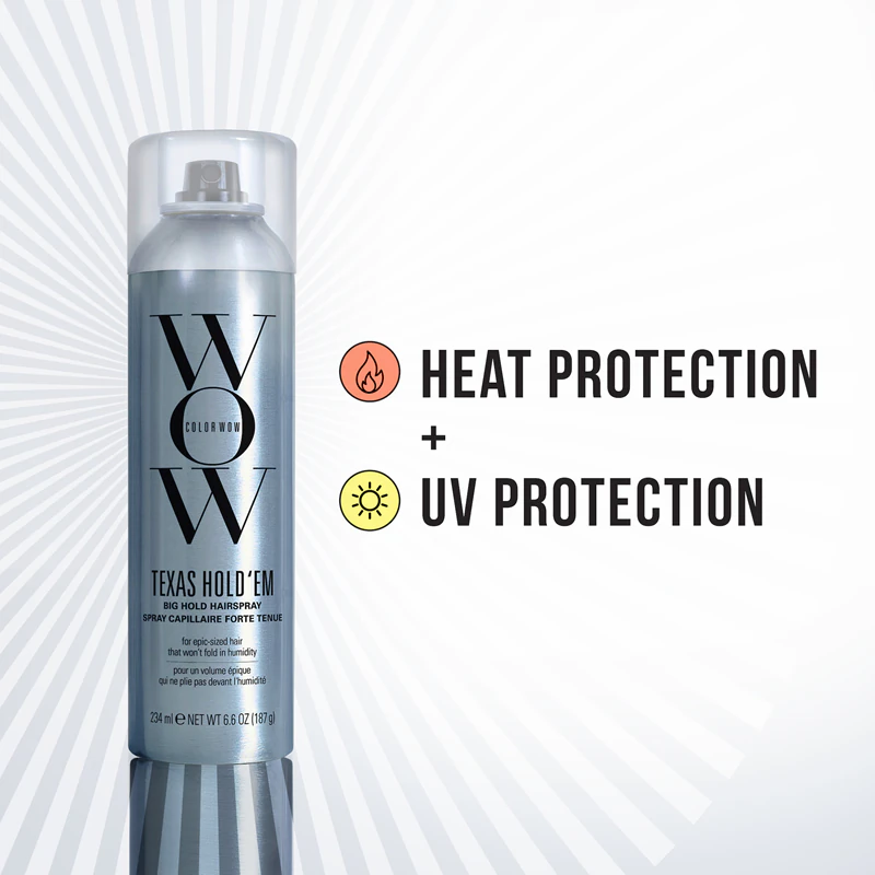 Lak na vlasy Color WOW Texas Hold 'em so silnou fixáciou a UV filtrom