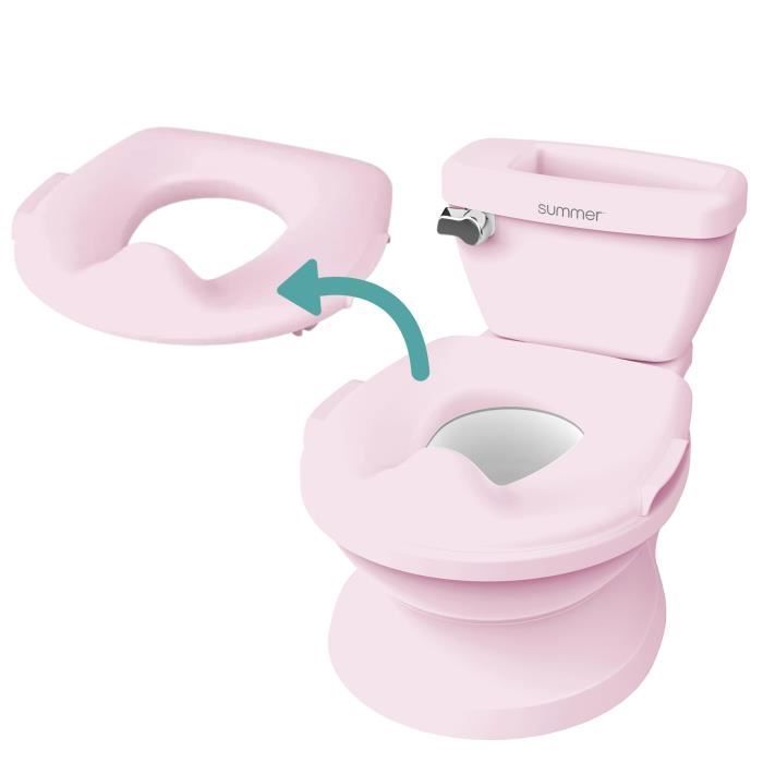 INGENUITY minitoilet voor meisjes met ingebouwde toiletbrilverkleiner en muzikale spoelfunctie.
