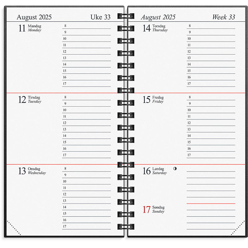 Almanacka memo svart 2025