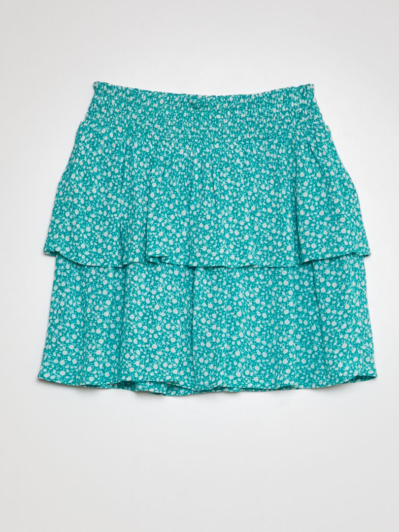 Saia estampada com babados - VERDE