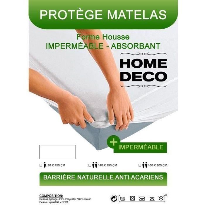 Protector de colchón - Impermeable - Absorbente - Antiácaros - 140 x 190 cm - Blanco