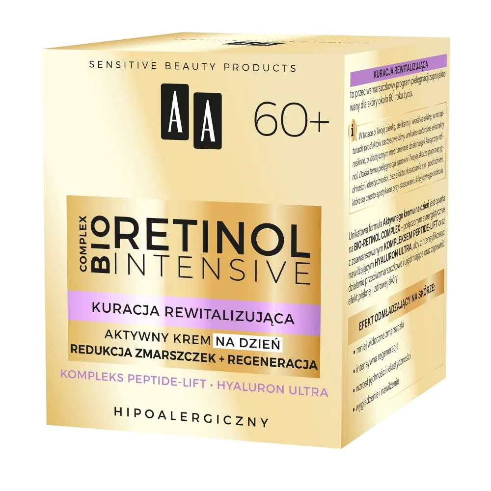 AA Retinol Intensive 60+ Aktywny krem na dzień redukcja zmarszczek + regeneracja